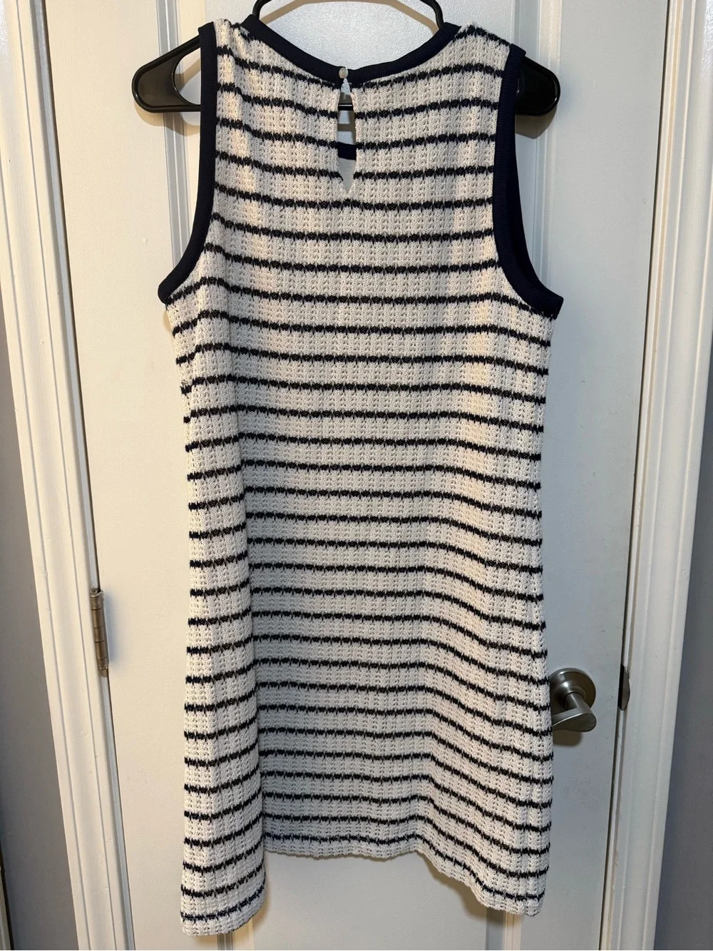 J. Crew Navy & White Striped Sleeveless Knit Dress